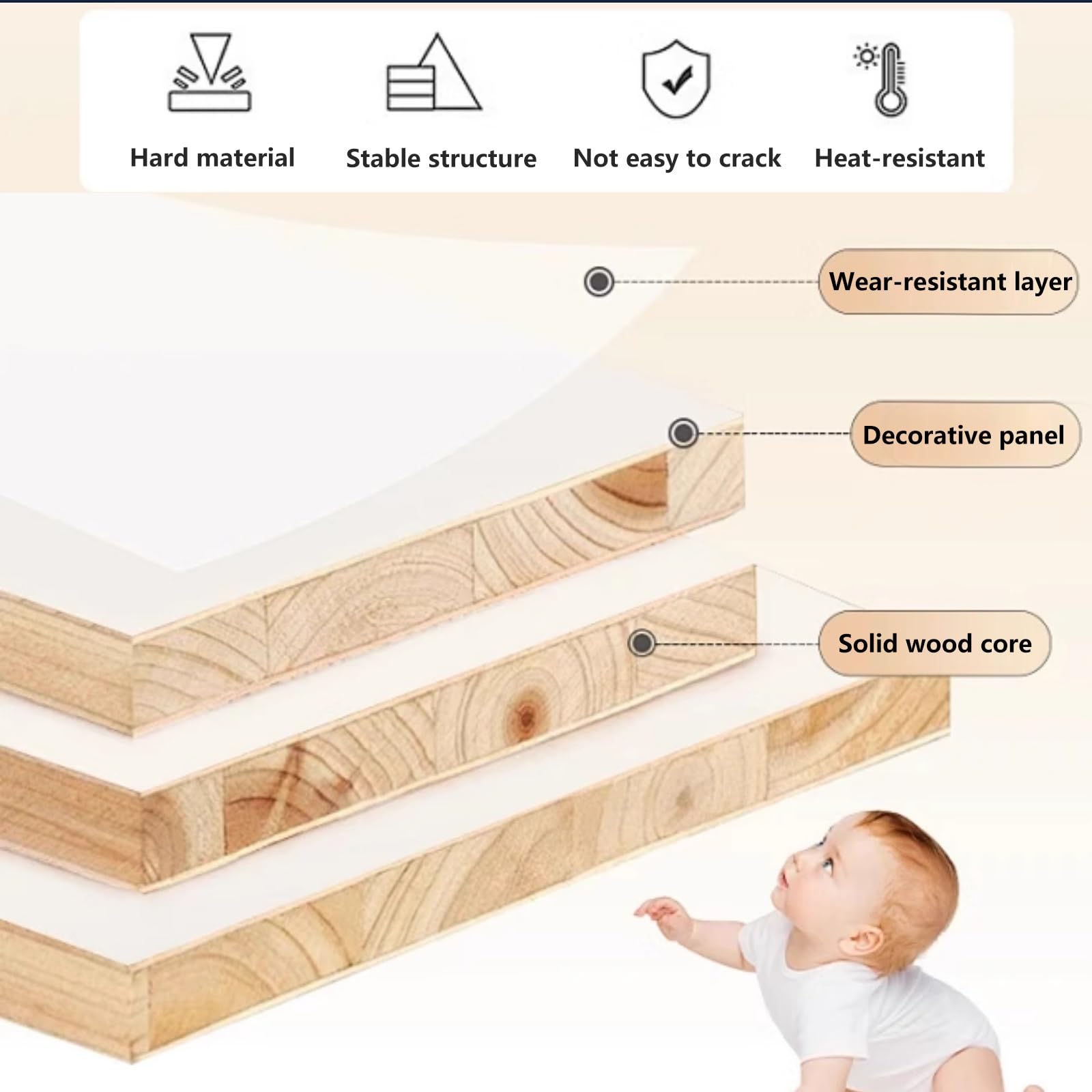 Tablero Redondo Madera Estructura Estable Plegable Y Fácil de Almacenar Tablero para Mesa Fuerte Capacidad de Carga Sin Patas Ahorra Espacio Adecuado para Reuniones Familiares(Marrón/Café,150