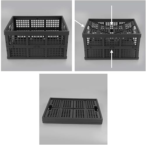 Miniatura 6 de Ramddy Caja de almacenamiento plegable de 34 cuartos de galón, 3 paquetes de cesta de almacenamiento plegable de plástico, color gris