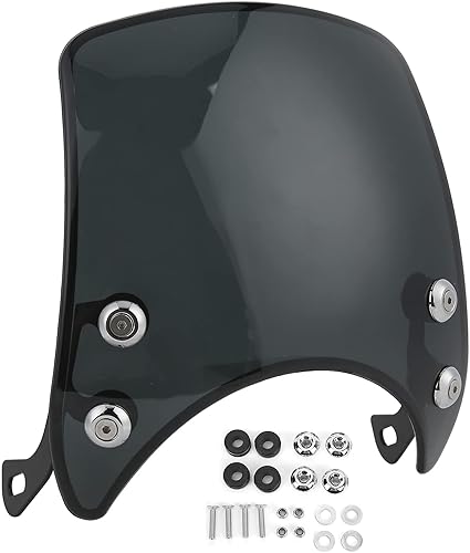 Parabrisas de motocicleta, deflector de viento universal retro parabrisas de motocicleta negro para 5-7 pulgadas faro parte moto Parabrisas de motocicleta, deflector de viento universal retro parabrisas de motocicleta negro para 5-7 pulgadas faro parte moto