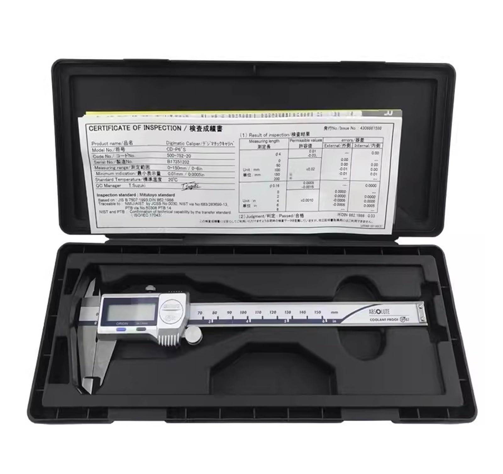 Suwmiarka Cyfrowa, Suwmiarki cyfrowe o stopniu ochrony IP67, 500-752-20/500-753-20/500-754-20 0-150/200/300mm 0-6"/8"/12"(500-752-20)