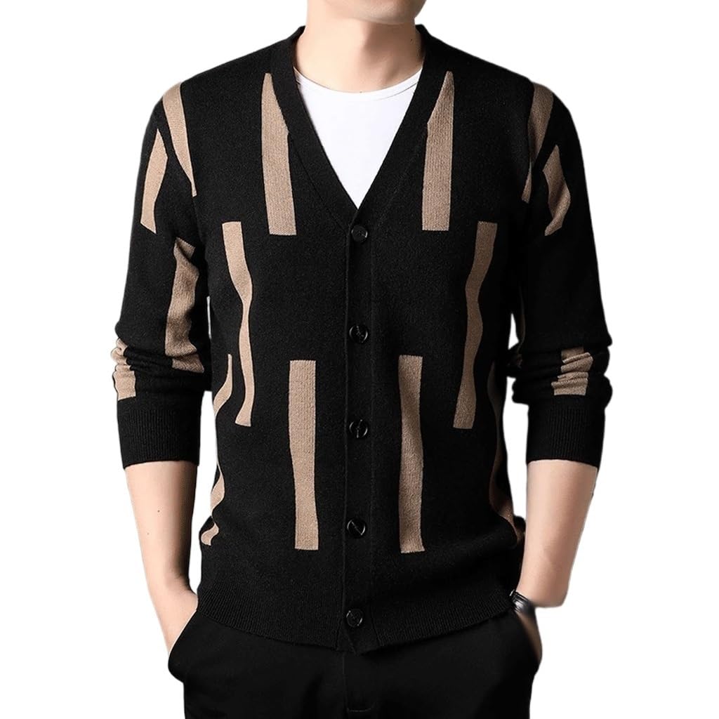 Cardigan en tricot pour homme pull confortable veste unie taille L