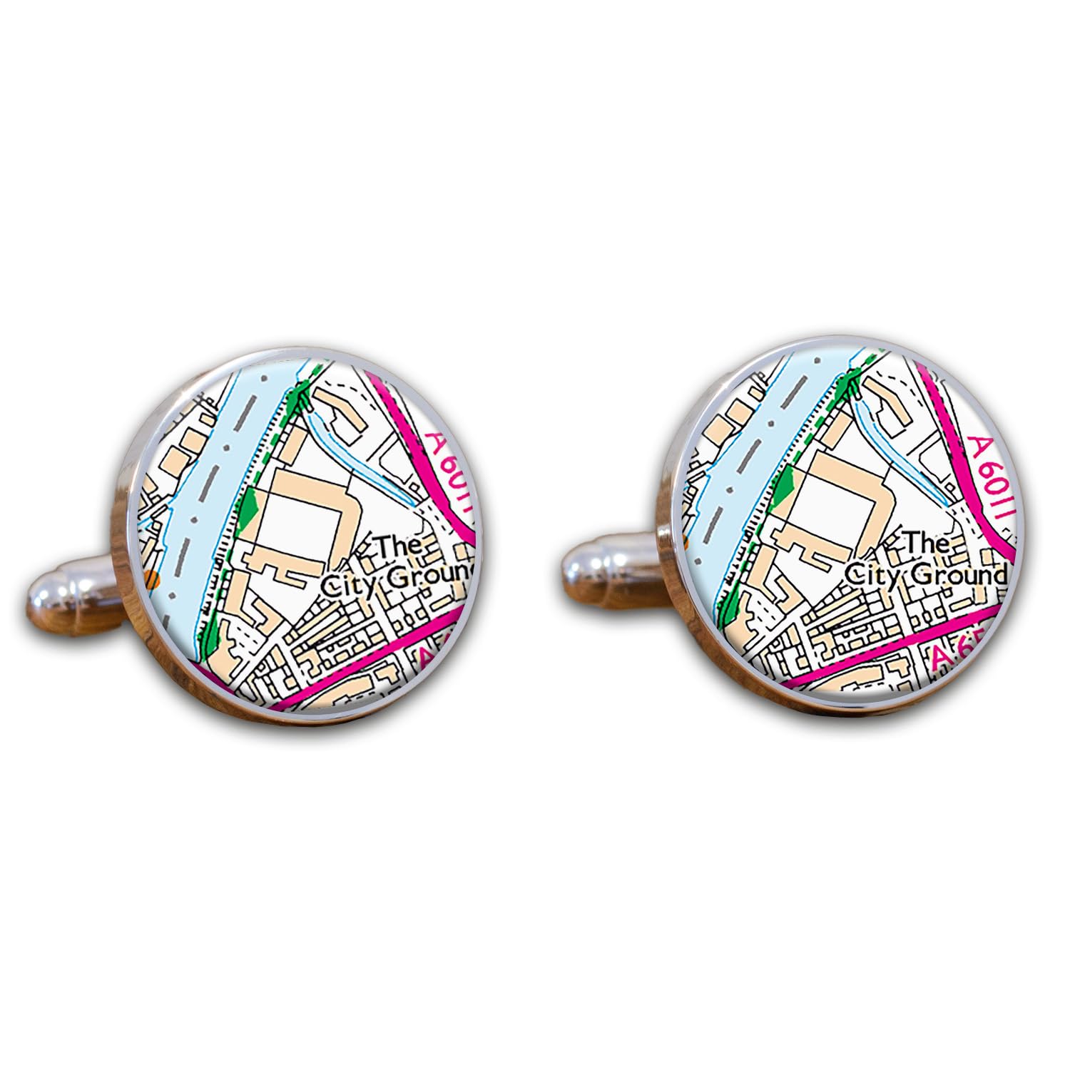 Football Stadium Map Cufflinks, Notts Forest Town Ground Map Cuff links, City Ground Stadium Map Cufflinks