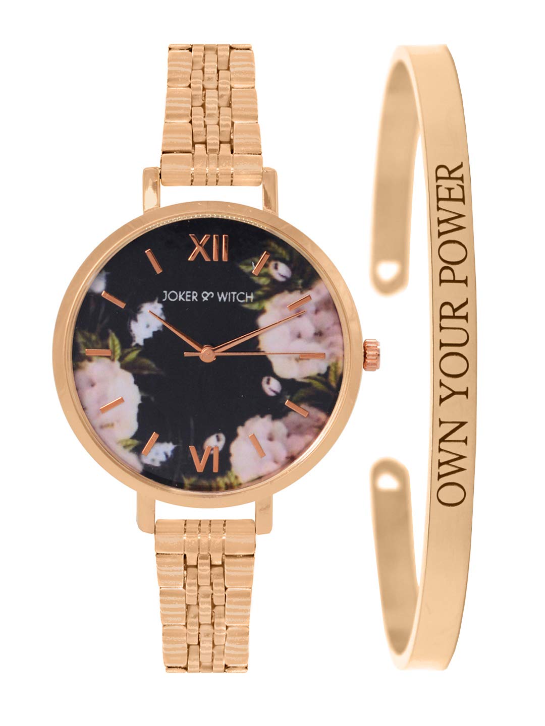 Joker & Witch Stainless Steel Meadow Rosegold Analogue Watch Bracelet Stack For Women, Black Dial, Rose Gold Band (B08TC614B2) Amazon Price History, Amazon Price Tracker