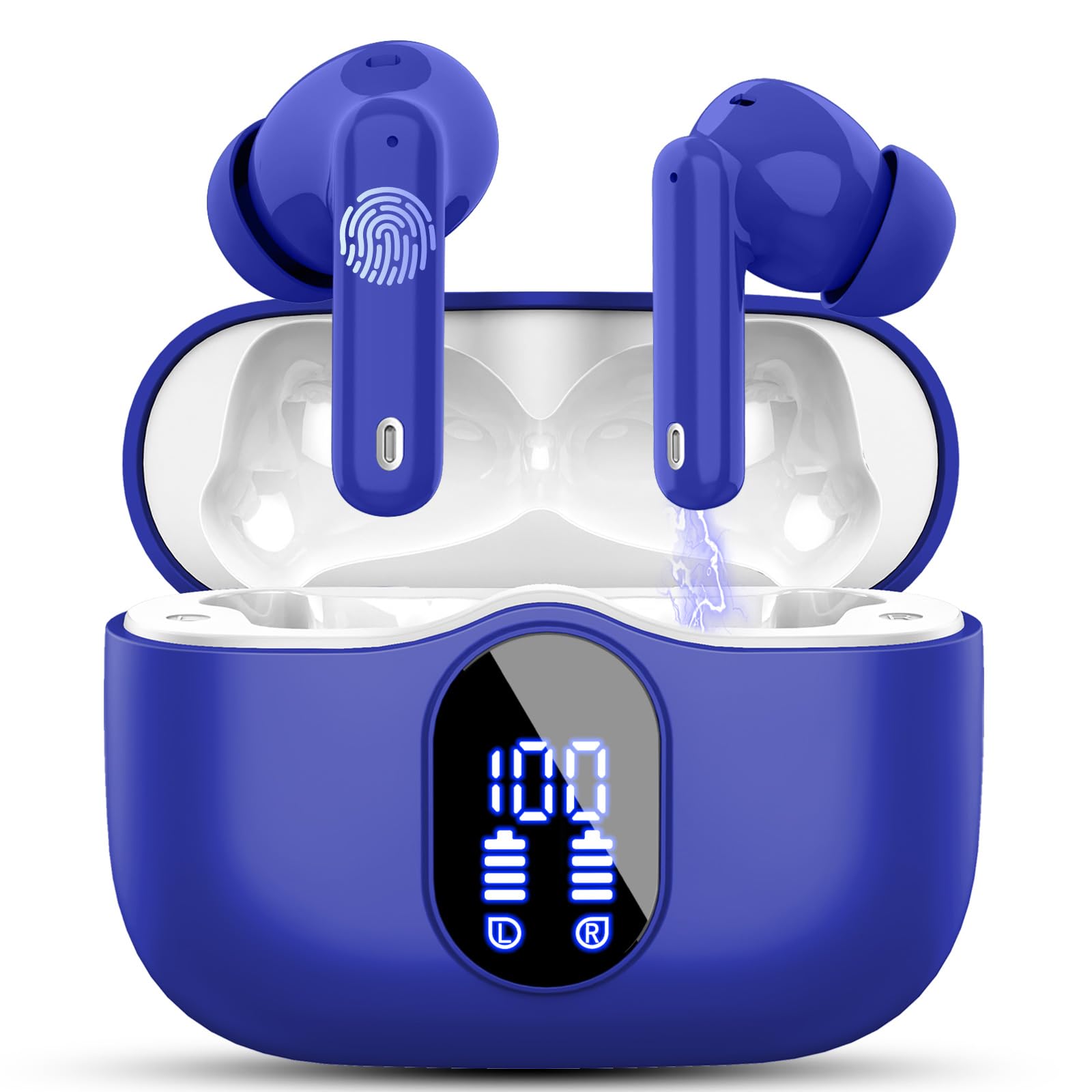 Cuffie Bluetooth, Auricolari Bluetooth 5.4 In Ear con 4 ENC Mics, Cuffie wireless HiFi Stereo con APP, 36Ore Cuffiette Bluetooth con Display LED, IP7 Impermeabili Auricolari Wireless per iOS & Android