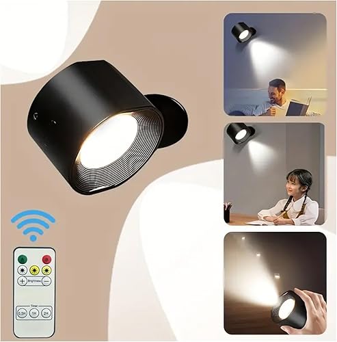 Miniatura 1 de GRUITES Aplique de pared LED luces de pared con fuentes arriba y abajo lámpara de pared con batería recargable de rotación de 360 soporte de control