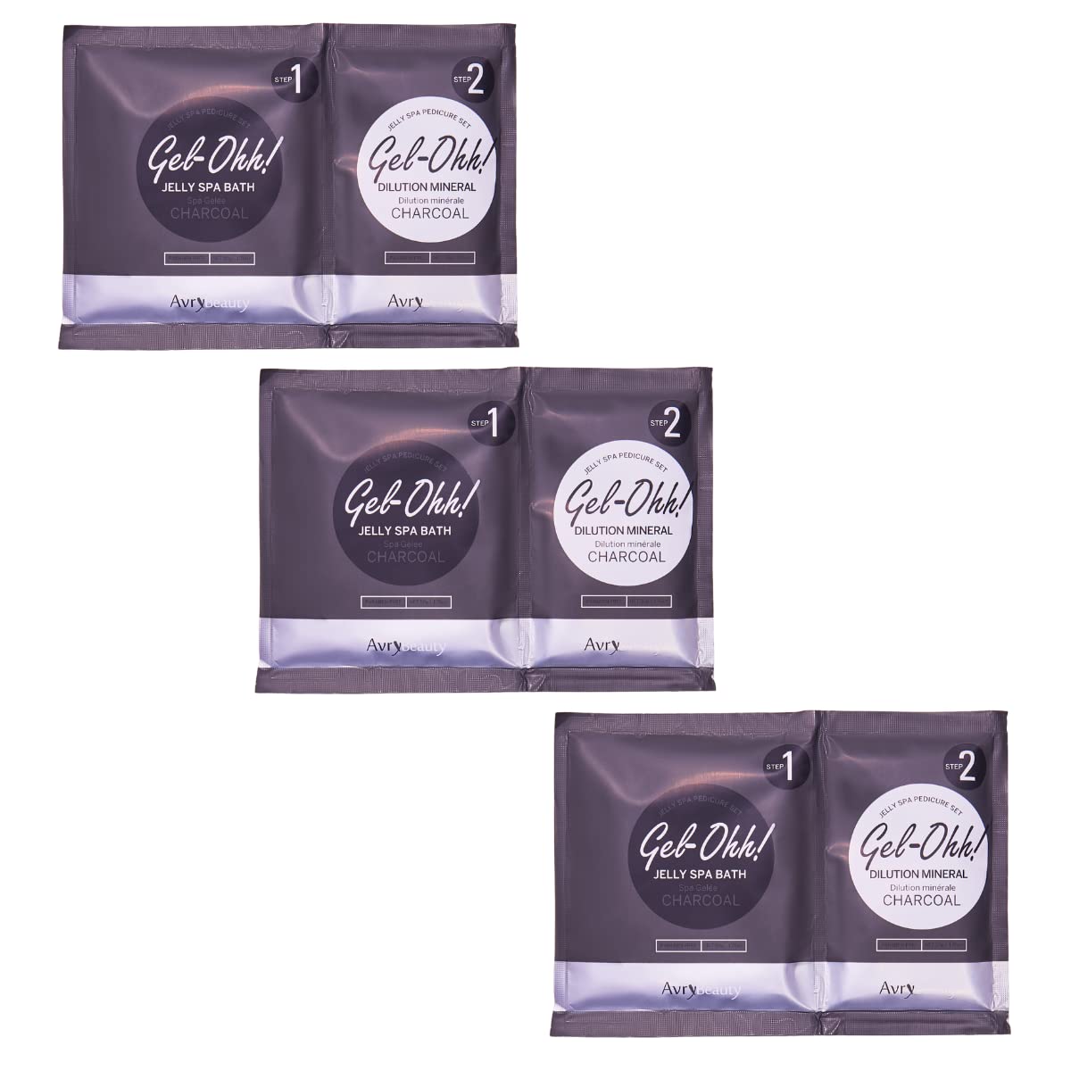 Gel-Ohh Jelly Spa Bath 3 Pack, Charcoal Infused, Ginger and Lemongrass Scented, Pedicure, Salon Services, Jelly Pedicure, Pedi, Heat & Aroma Therapy