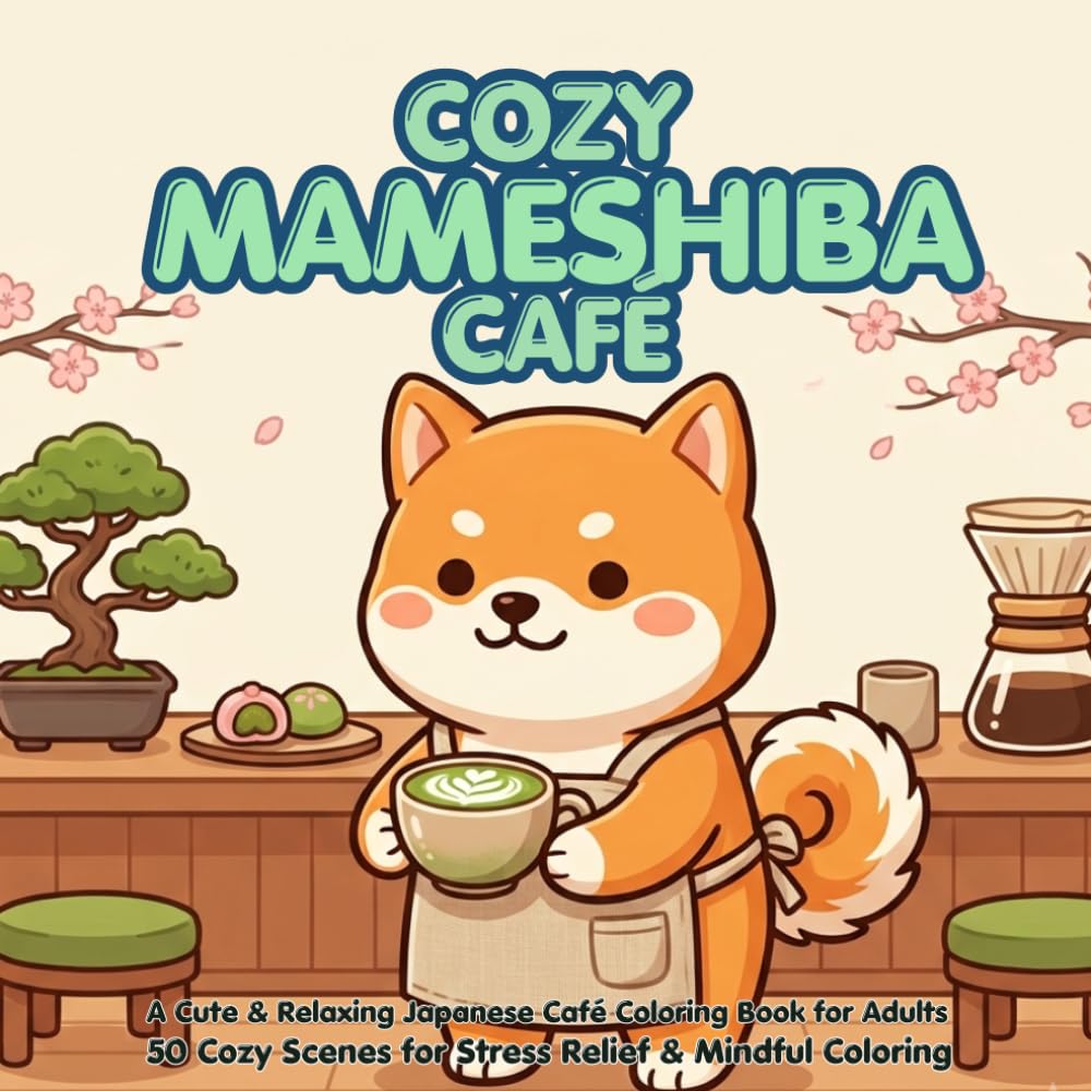 COZY MAMESHIBA CAFÉ: A Cute & Relaxing Japanese Café Coloring Book for Adults 50 Cozy Scenes for Stress Relief & Mindful Coloring