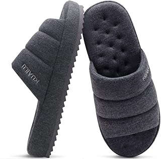 Sponsored You’re seeing this ad based on the product’s relevance to your search query.Learn more about this advertisement KuaiLu Men's Slippers Fashion Quilted Fabric Sandals Cosy Memory Foam Indoor Outdoor House Slippers Shoes for Men with Lightweight Soft Cushion Footbed Solid Rubber Sole
