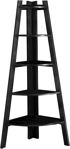 Furniture of America Lawler - Estantería esquinera de madera contemporánea con 5 estantes, color negro