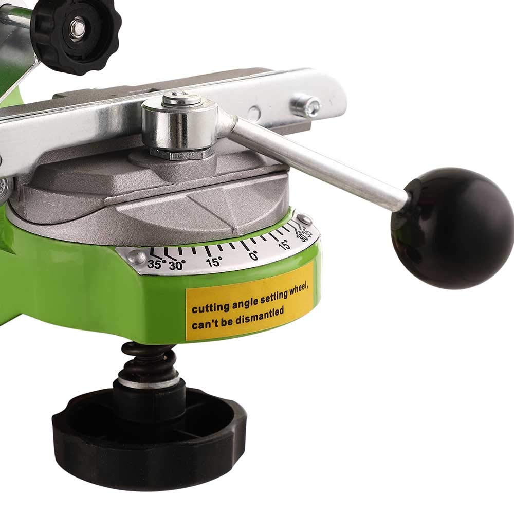 Bakaji - Afilador de cadenas eléctrico de banco para cadena de motosierra, con apriete automático y ángulo de afilado ajustable, potencia 230 W, 3000 rpm, 2 discos 145 mm incluidos