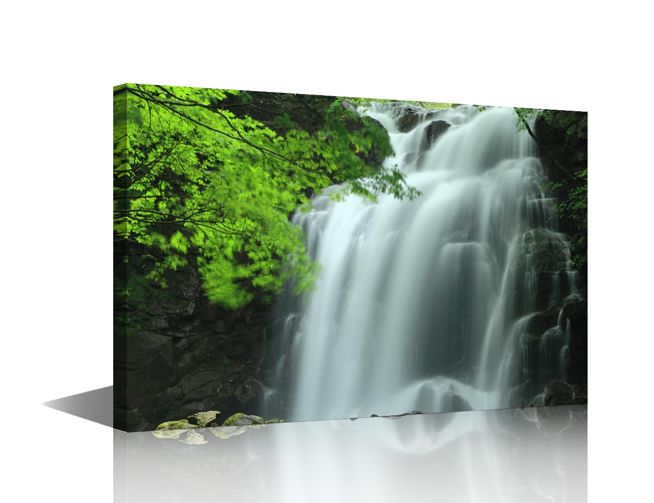 TISHIRON Waterfall in the Canyon Canvas Art Waterfall Posters and Prints Wall Art Framed Ready to Hang Landscape Scenery Pictures Wall Decor Living Room Bedroom House Decorative 16" Wx24 Hx1 Panel