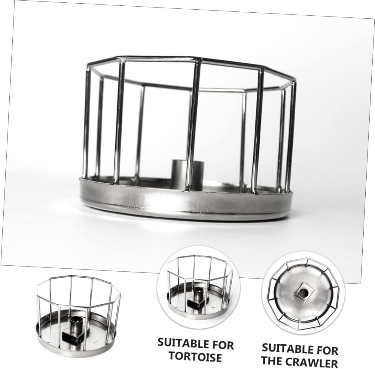 SUPVOX Easy Feeding Drinking Reptile Automatic Water Feeder Stainless Steel Pet Dish for Tortoise Lizard