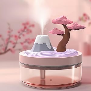 Landscape Night Light Humidifier with 2 Mist Modes 320mL Large Tank Whisper-Quiet for Baby Nursery Office Portable Mini