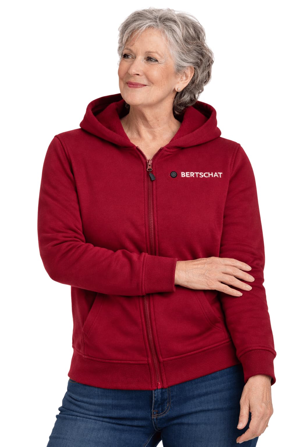 Bertschat Women's Burgundy Heated Vest - Heated Hoodie - Heated Jacket | | 5 Heating Zones | | L