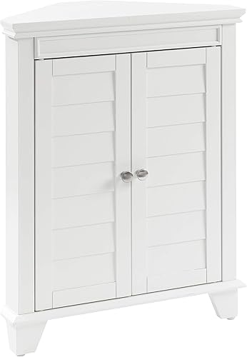 Crosley Furniture Lydia - Armario de almacenamiento esquinero y organizador de baño con estantes, color blanco