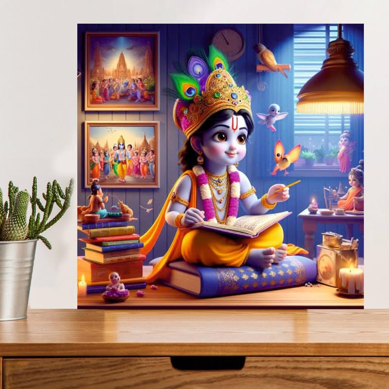 Image of British Terminal Cute little Bal Gopal Baby God Krishna| Kanha Ji | Laddu Lord Makhan Chor Painting Religious Poster for Pregnant Women for wall (matt thin vinyl,sticker,multicolor,unframed)| bj185