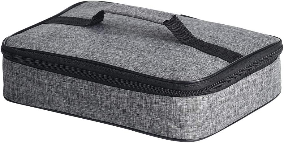 Reusable Flat Lunch Bag with Aluminium Foil and Handle, Insulated Lunch Box for Women, Men, Kids (Grey, Match 2/3 Compartment Bento Box)