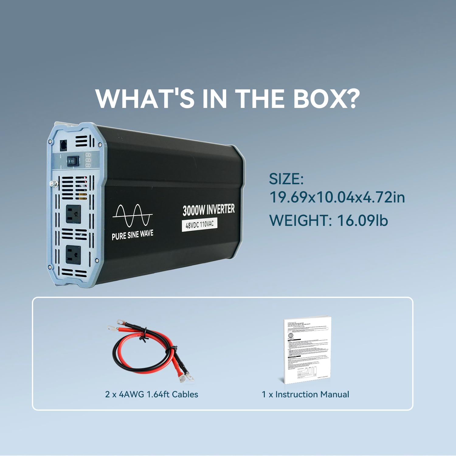 Amazon.co.jp: 3000W 純正正弦波インバーター 48V DC~110V AC
