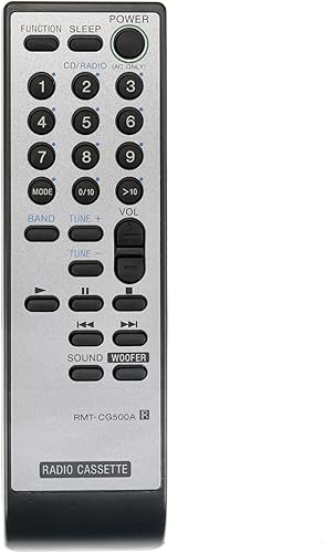 Miniatura 1 de Allimity RMT-CG500A RMTCG500A Control remoto de repuesto compatible con Sony CD Radio Cassette-Corder 147865591 CFD-G500L CFD-G500 CFD-G505 CFDG500L