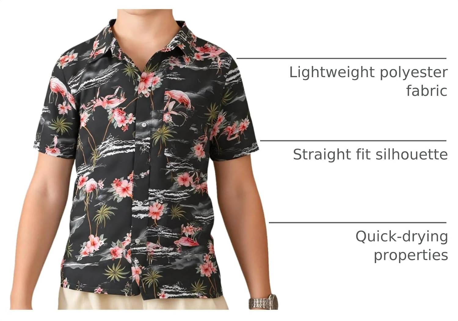SSLR Big Boys Hawaiian Shirt, Kids Hawaiian Shirt, Flamingos Shirt Short Sleeve Luau Shirt for Kids