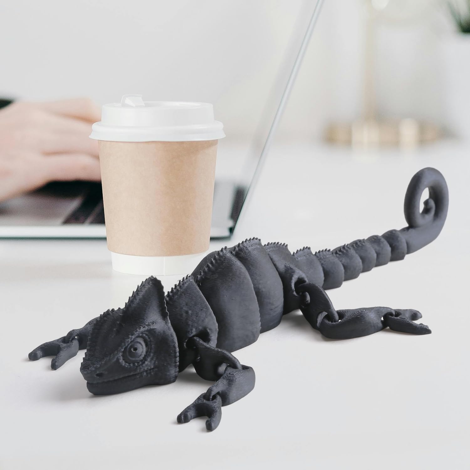 3D Printed Chameleon Articulated Fidget Toy - 12Inch PLA Flexible 3D Lizard Toy with Movable Joints, Stress Relief Desk Decor & Unique Gift for Reptile Lovers & Adults