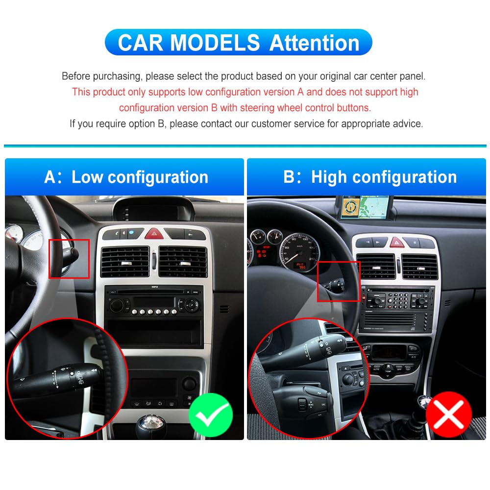 Autoradio Android per Peugeot 307 2002-2013, stereo touchscreen IPS da 9 pollici 2+64G con CarPlay & Android Auto wireless, GPS WiFi Bluetooth DSP 32EQ Audio + telecamera posteriore AHD