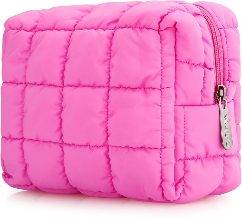 Necessaire de maquiagem E-Tree acolchoada rosa-choque