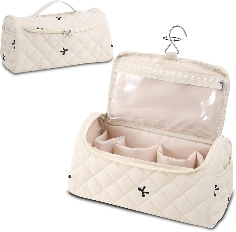 GISMTR Estojo de viagem acolchoado para ferramentas de cabelo com gancho, Bow A-Beige