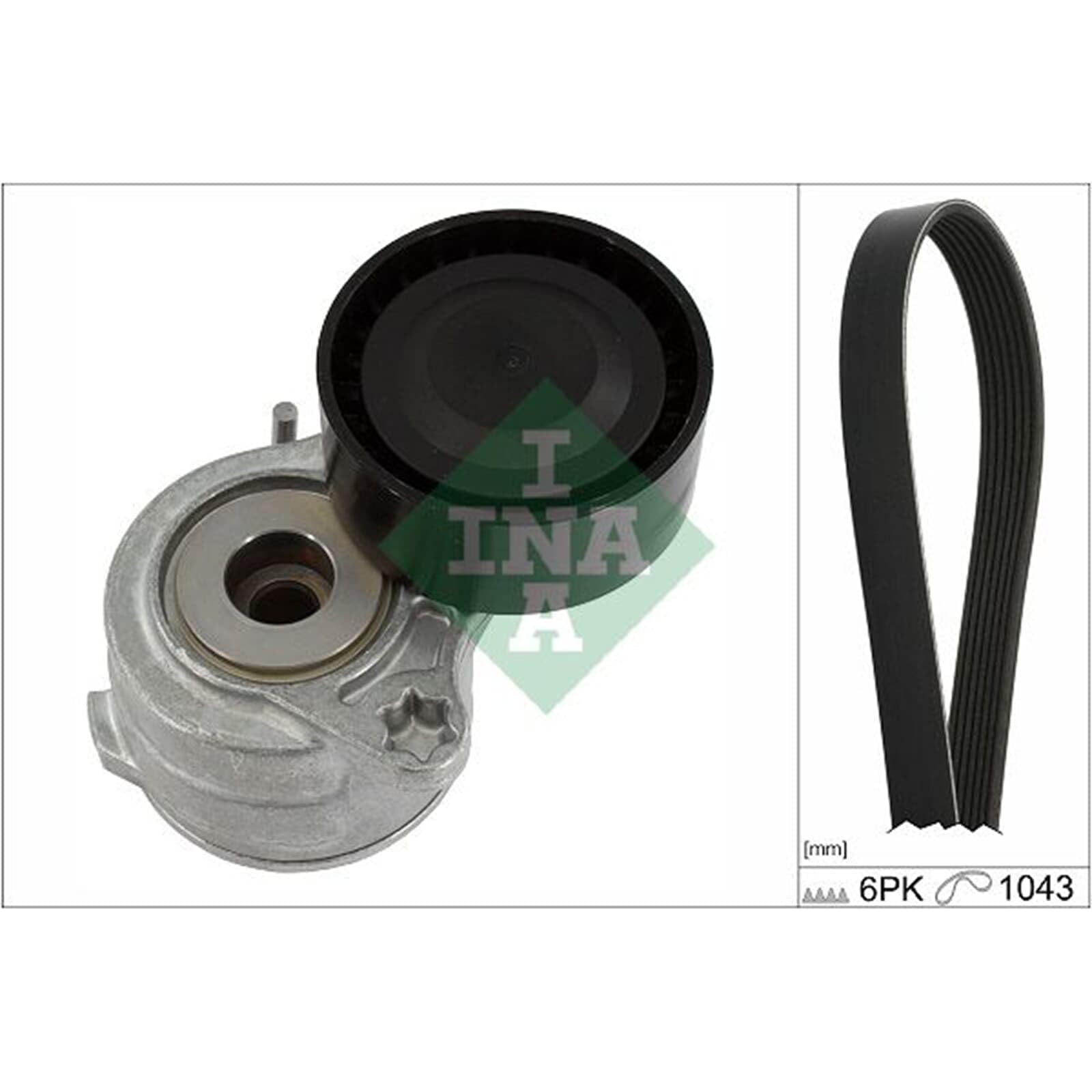 INA Jeu de courroies trapézoïdales à nervures 529 0419 10 1043mm Compatible avec PEUGEOT 208 I 3/5 portes CA, CC 308 II 3/5 portes LB, LP, LW, LH, L3 3008 I 0U, CITROËN Berlingo II B9