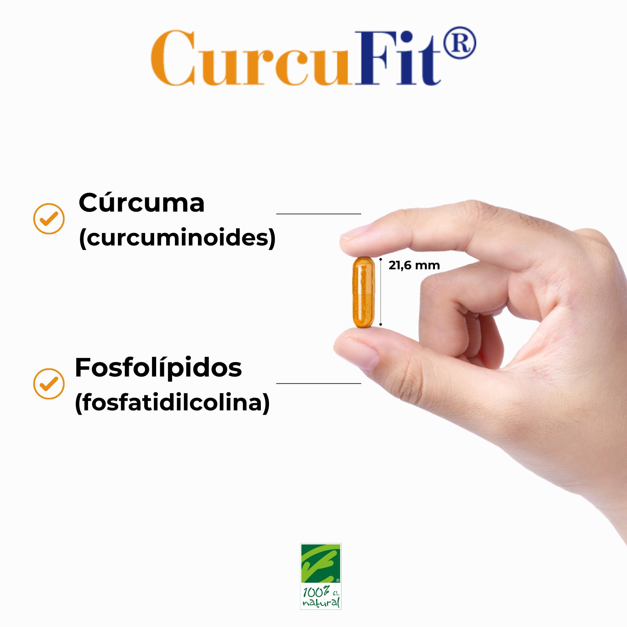 CurcuFit® 1000 mg Curcumina Meriva® Concentrada Antiinflamatorio Natural Cúrcuma en Cápsulas 3 Meses