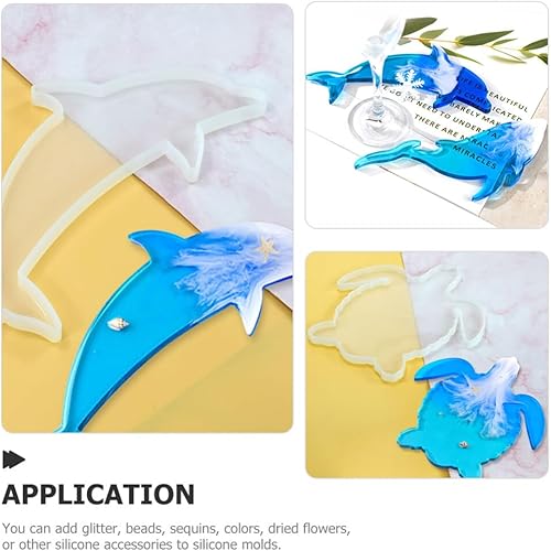 Miniatura 5 de 3 moldes de resina de animales marinos de silicona para tortugas marinas medusas pulpo, molde de fundición de resina epoxi, molde marino único para