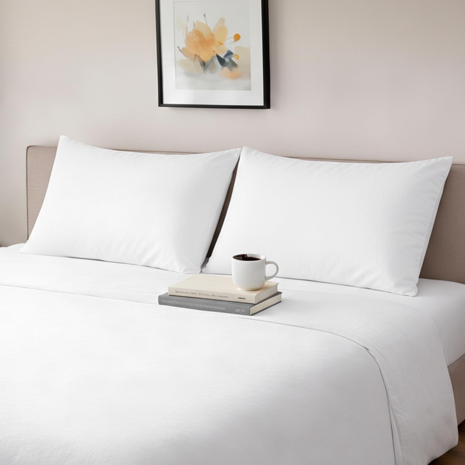 Pizuna White Luxurious Cotton Housewife Pillowcases 2 Pack 48X74cm, 800 Thread Count Long Staple Combed Cotton Pillow Cover, Crisp Sateen Weave Housewife Pillow Cases (Luxury Pillowcase 2 Pc)
