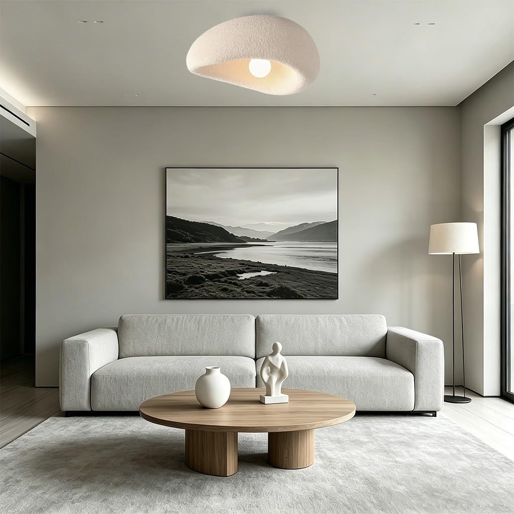Plafon W Stylu Wabi Sabi O Organicznym Kształcie Kamyka Lampa Sufitowa E27 Lampa Korytarzowa Minimalistyczna O Teksturowanej Fakturze Do Sypialni Kuchni Przedpokoju Hotelu Sklepu Salonu(40CM)