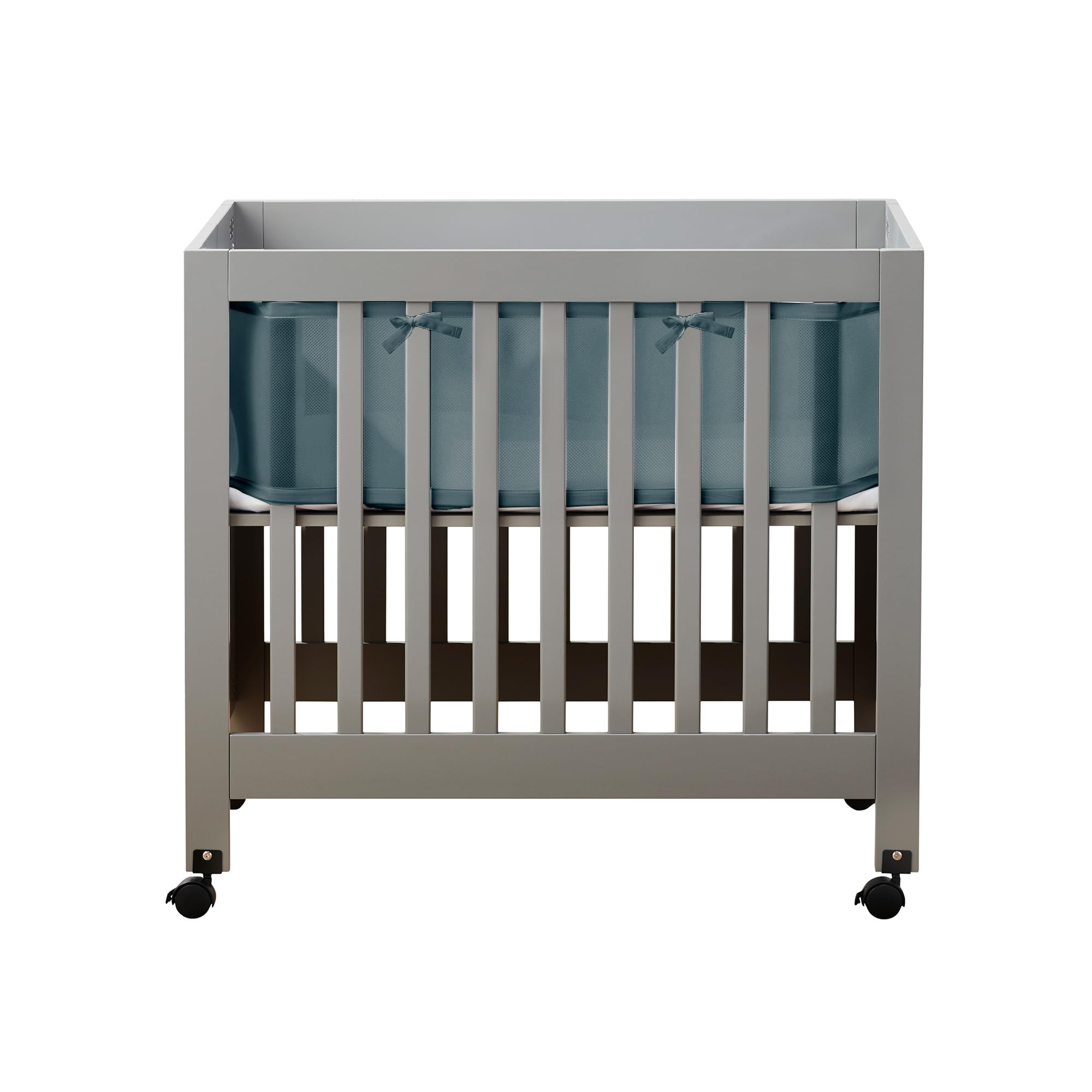Breathable™ Mesh Liner for Mini Cribs, Deluxe 4mm Mesh, Blue Haze (Size 4M Covers 4 Sides, Mini Cribs Only)