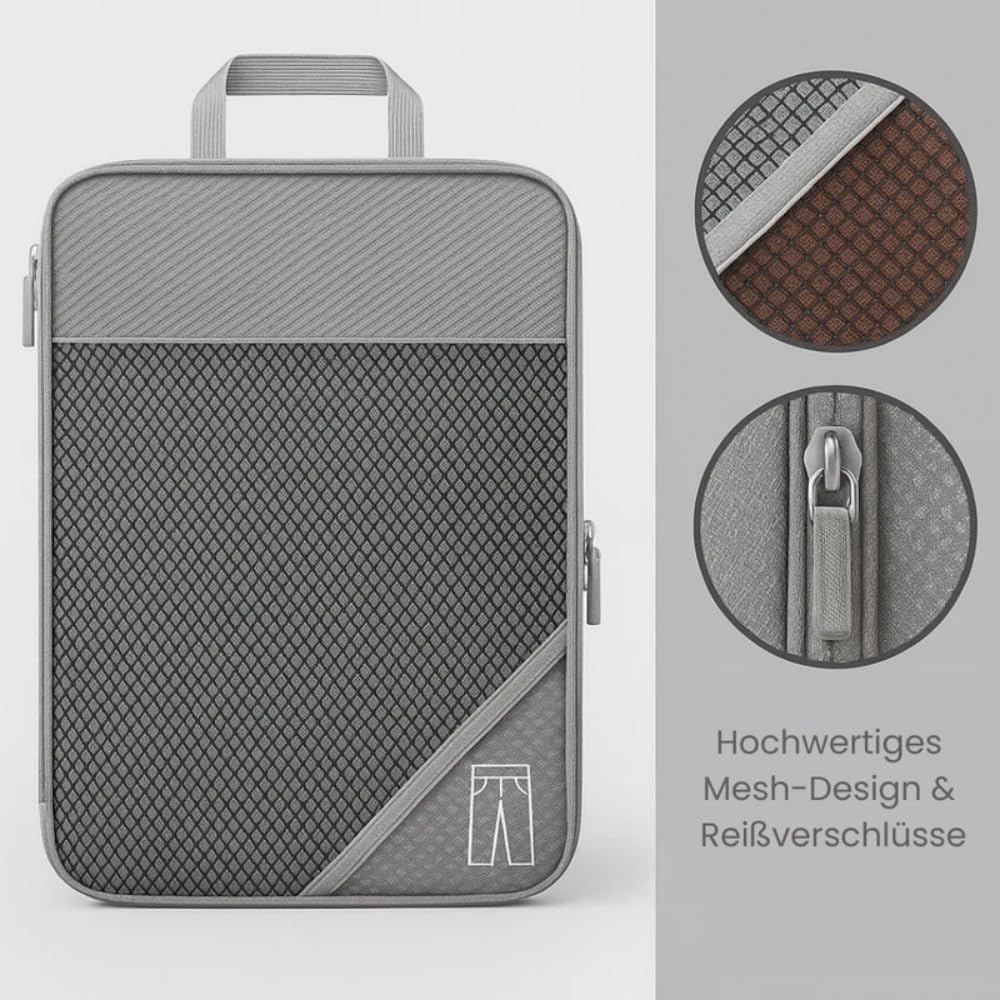 Packfreunde - Kompressionswürfel 5 - Teiliges Ultraleicht Erweiterbares Koffer Organizer Set - für Reise, Koffer, Rucksack & Camping