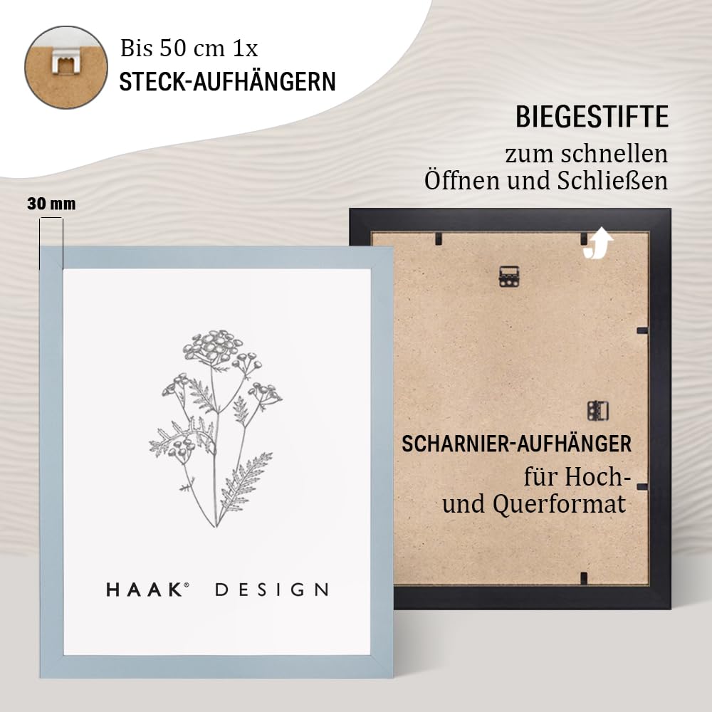 Haak Bilderrahmen modern stabil Miko Wellenblau Pastell Blau 80 X 121 cm Rahmen für Bilder Urkunden Poster Puzzle Pastell Farben