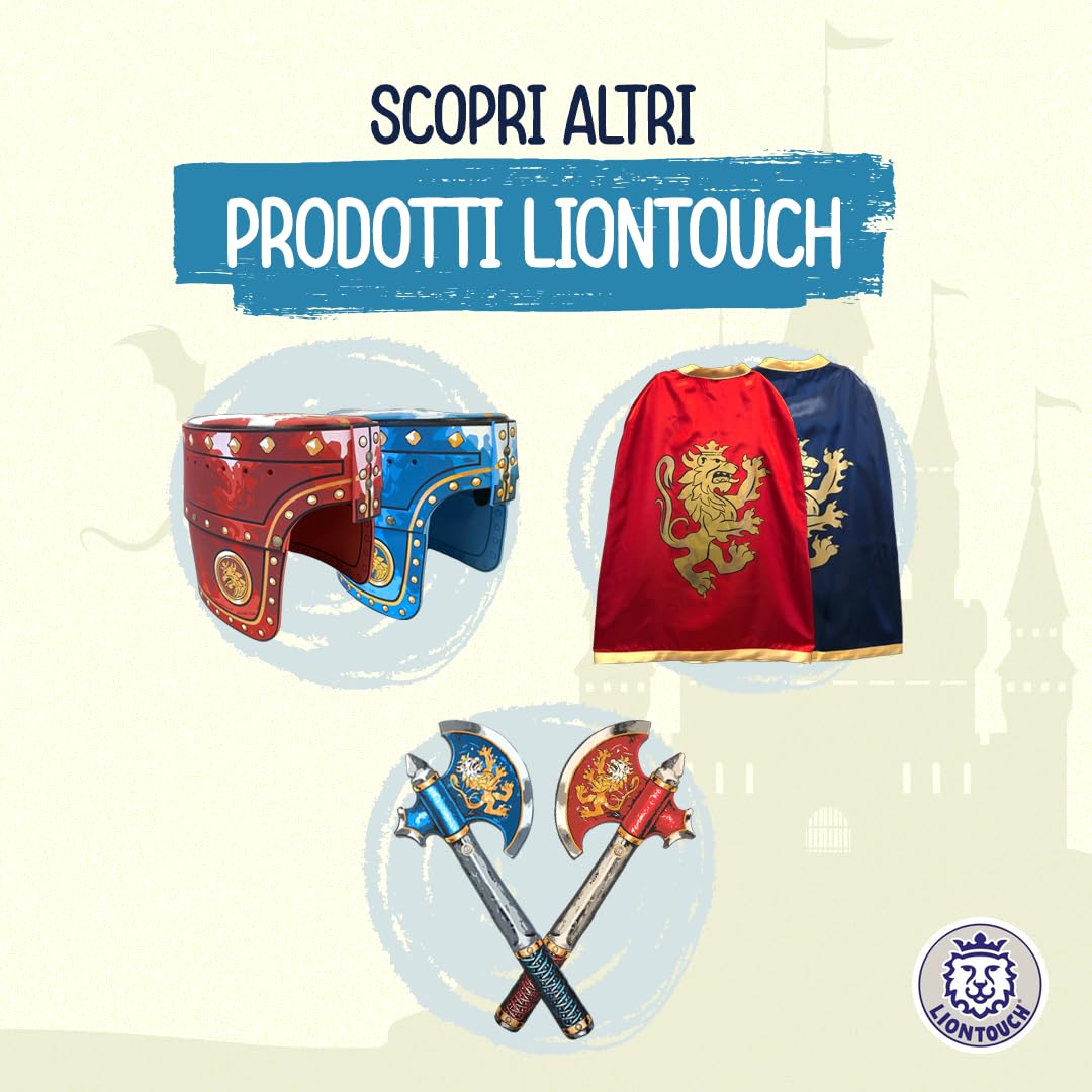 Liontouch - Set 2 Pugnali con Leoncino in Gommapiuma, Blu/Rosso | per Bambini età 3-6 - 35 Cm | Pugnale Medievale Tascabile con Gemma per Giochi di Ruolo | Accessorio Sicuro per Costumi da Cavaliere