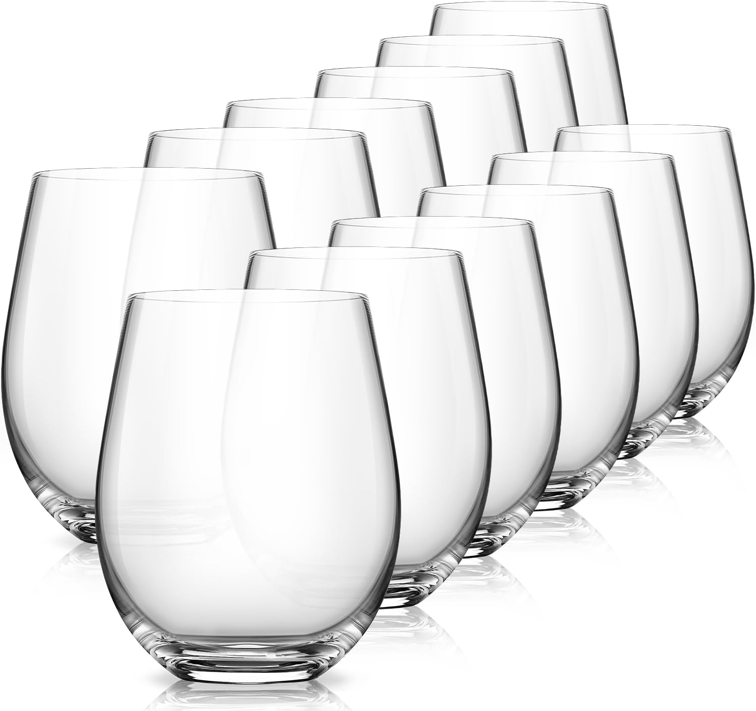 LUNA & MANTHA Stemless Wine Glasses Set of 12, 15oz Crystal Red White Wine Glasses for Daily Use, Hosting, Home Bar, Evening Party, Birthdays, Shower, Housewarming Gift, Clear