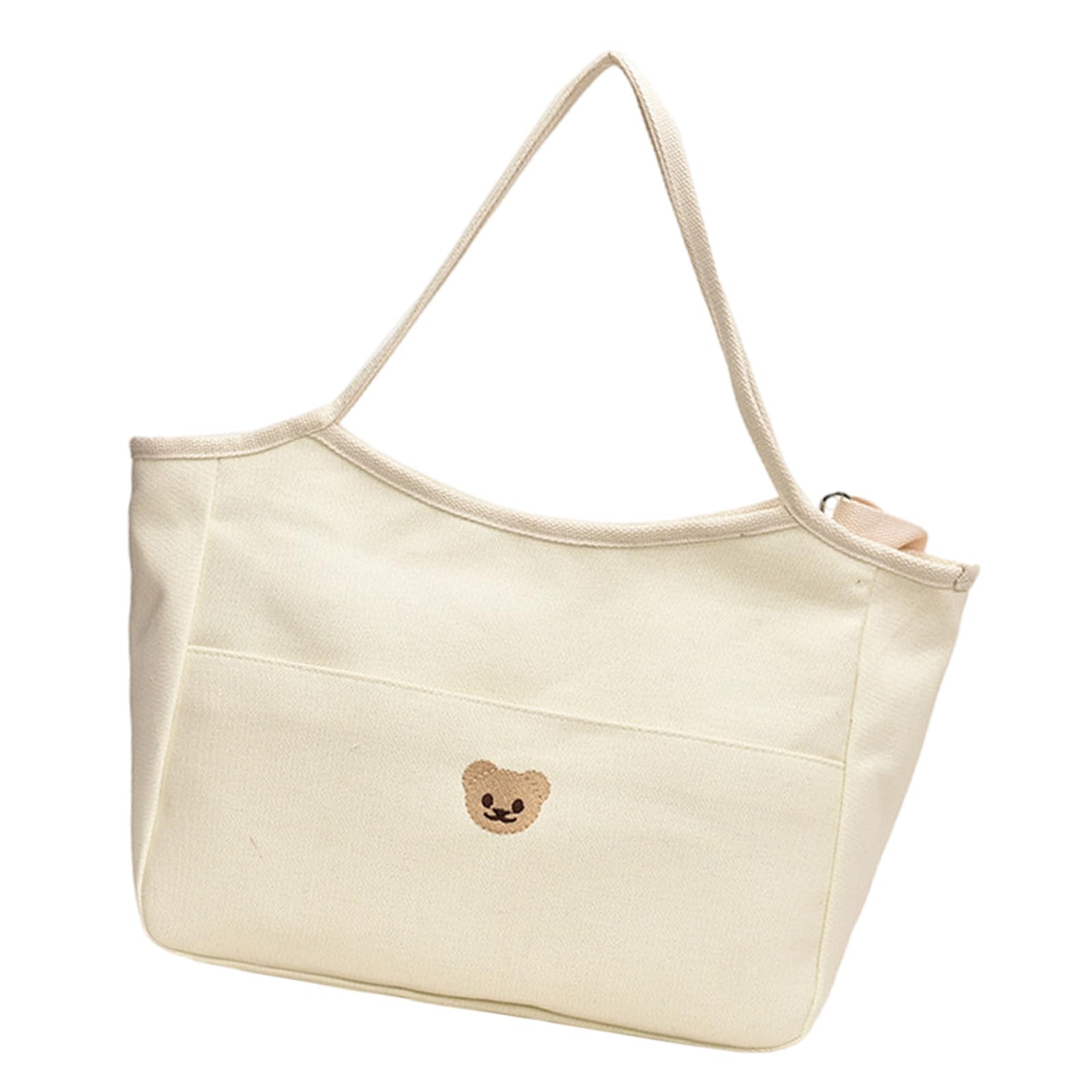 Borsa per pannolini premaman in cotone, grande capacità, con ricamo a orso e comode tracolle, borsa per pannolini da viaggio, borsa essenziale per maternità