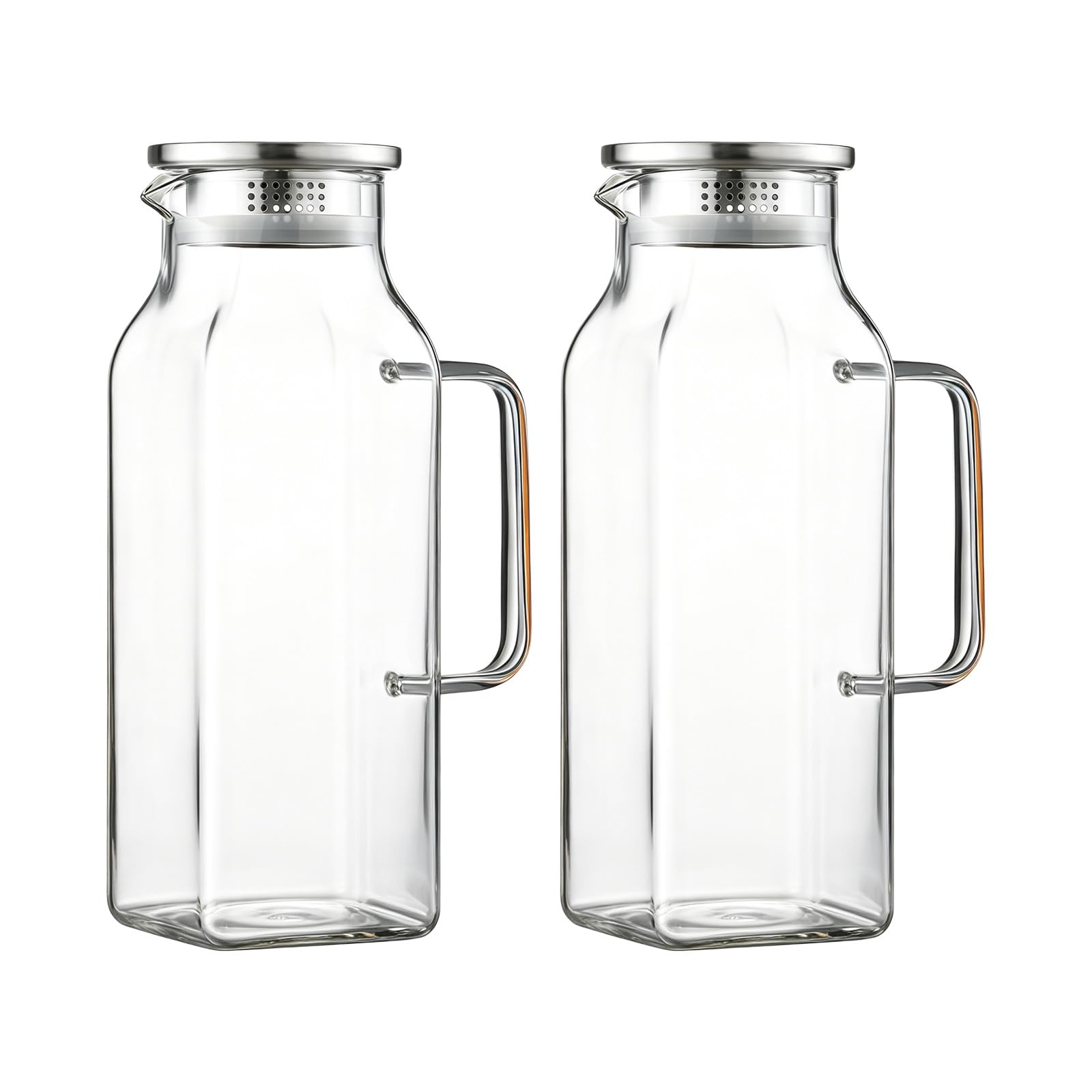 Qusinfc Sturdy Glass Pitcher with Double Filter Option and Large Capacity Party Drink Serving Container for Parties and Daily Use Glass Pitcher