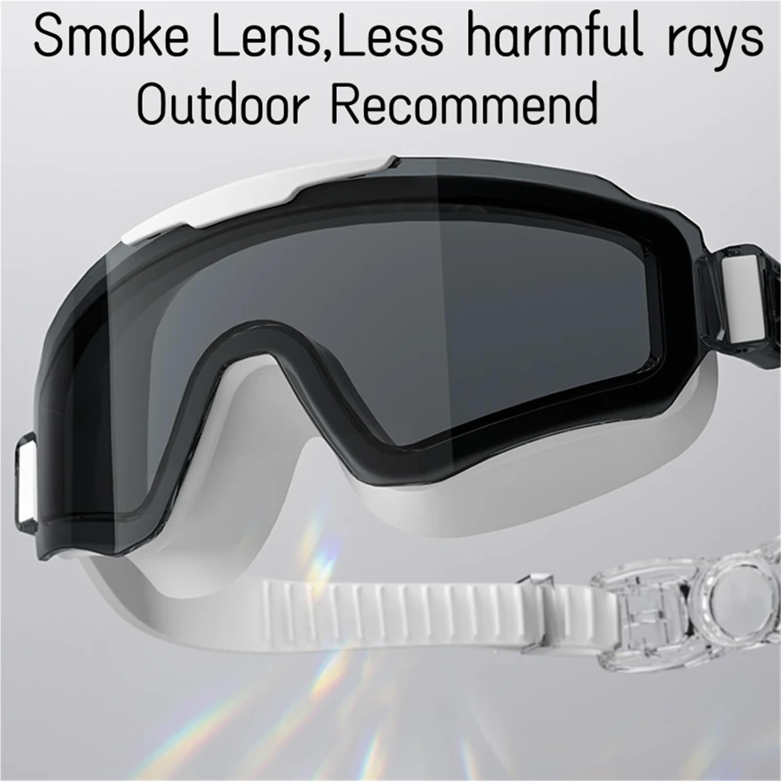 JUANYAO Schwimmbrille Stilvolle Schwimmbrille mit großem Rahmen, wasserdicht, HD-Vision, Schwimmbrille for Erwachsene for Männer und Frauen Für Schwimmen(Black Lens)