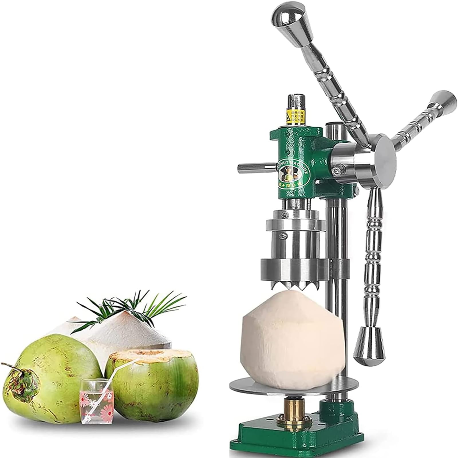 Coconut Opener Machine for Home and Commercial Use - Manual Open Coconut Opener with Anti-slip Base, Fast Cutting and Easy Lid Removal, Time and Effort Saving for Fruit Shops and Markets