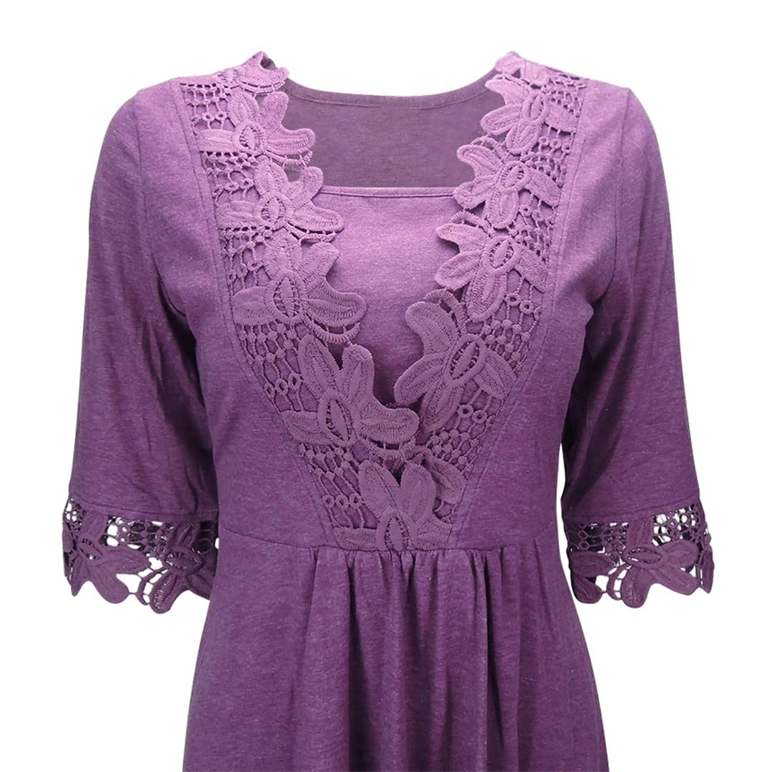 Camicetta da donna floreale all'uncinetto mezza manica camicetta irregolare casual top