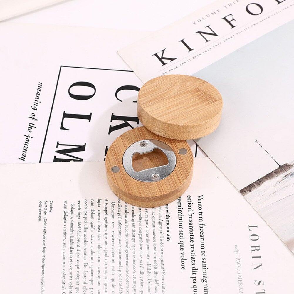 Apribottiglie Magnetici da 40 Pezzi, Apribottiglie Rotondi in Legno, Apriscatole per Birra, Magneti per Frigorifero Apribottiglie Personalizzati