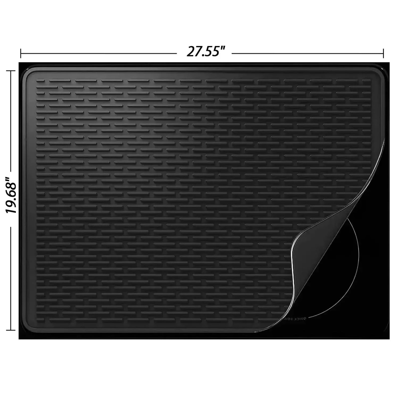 Alfombrilla para Café Bar Estera de café de Silicona for máquina de café, Multiusos for encimeras de hogar, Cocina y Oficina(Black,71x50cm)