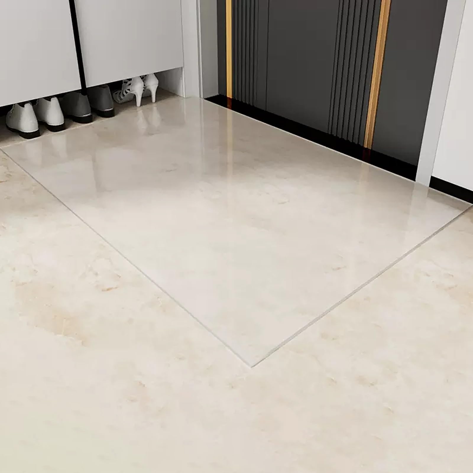 Tapis antidérapant et imperméable en plastique – 2 mm d'épaisseur facile à découper – Tapis de cuisine et de buanderie facile à nettoyer pour les zones à fort trafic