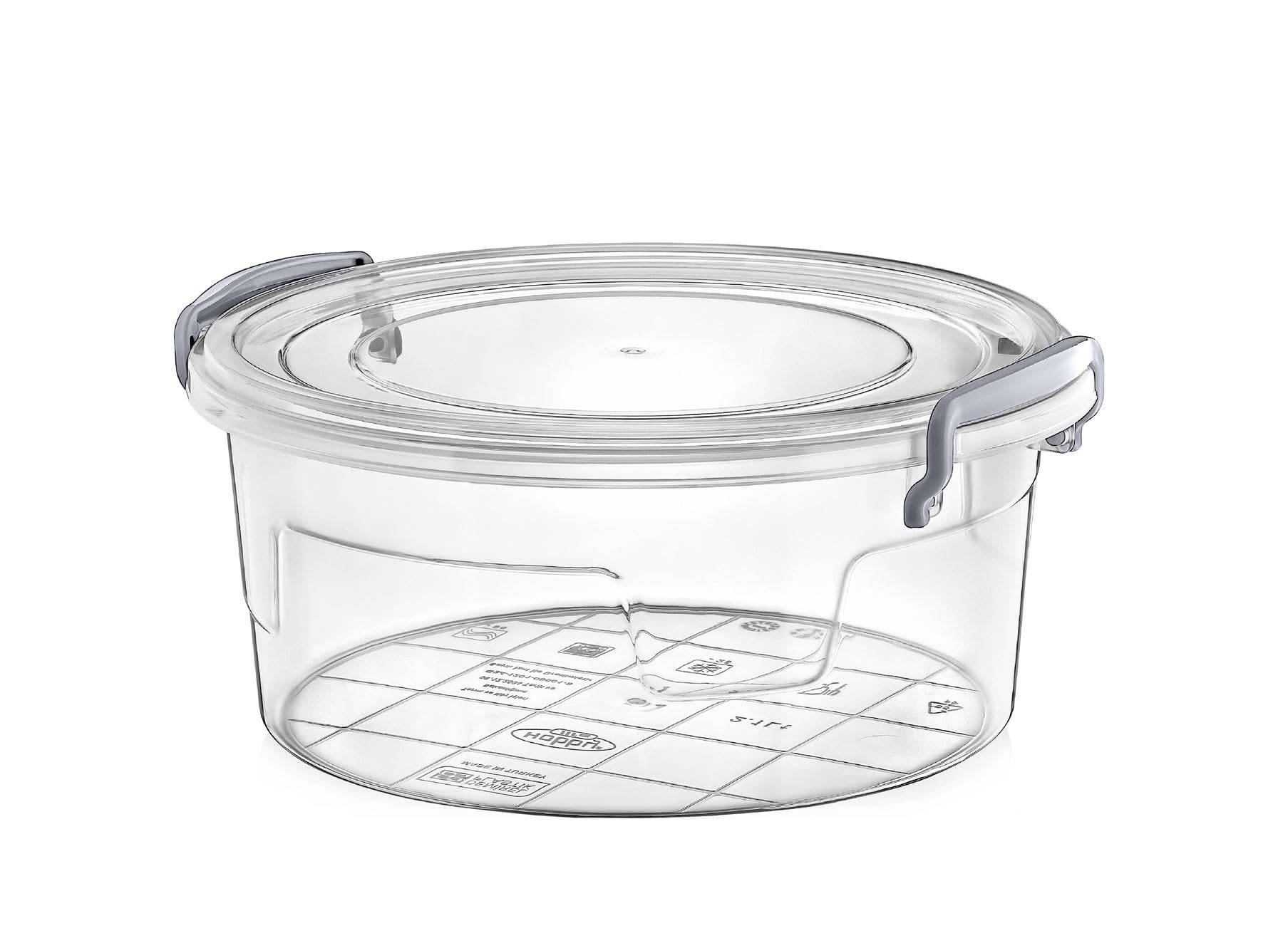 Concept4u Plastic Storage Box Round 2.1L Clear Multi-purpose Storage Containers with Lid & Clip Lock Sturdy Boxes for Storage Home Kitchen Office School Arts Crafts