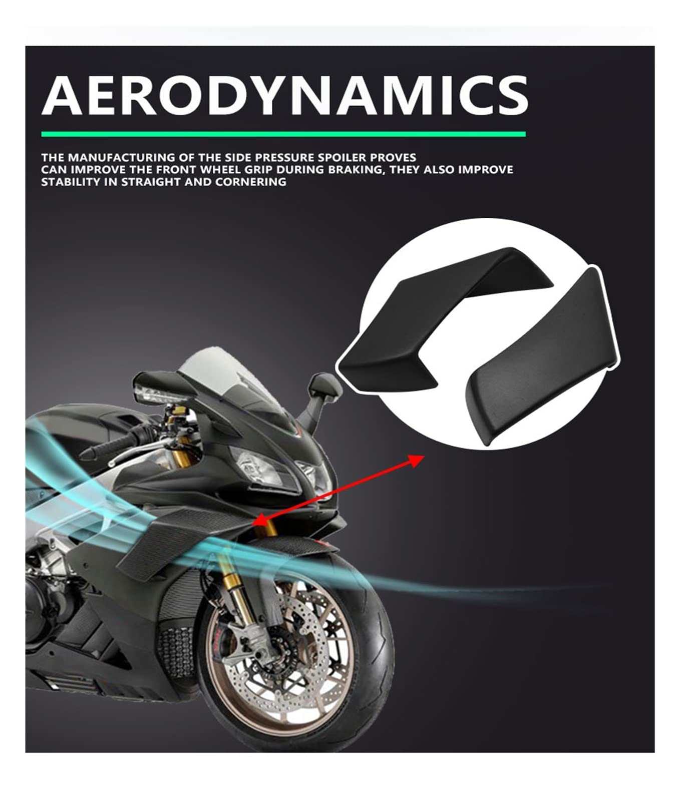 Ailerons Latéraux En Fibre De Carbone Pour Aprilia RSV4 1100 / RSV4 Factory 1100 (2021-2022) - Aérodynamisme Et Style - Installation Adhésive Sans Perçage