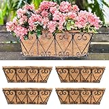 LaLaGreen - Macetas Wal – Paquete de 4 cestas colgantes de barandilla de 16 pulgadas,
