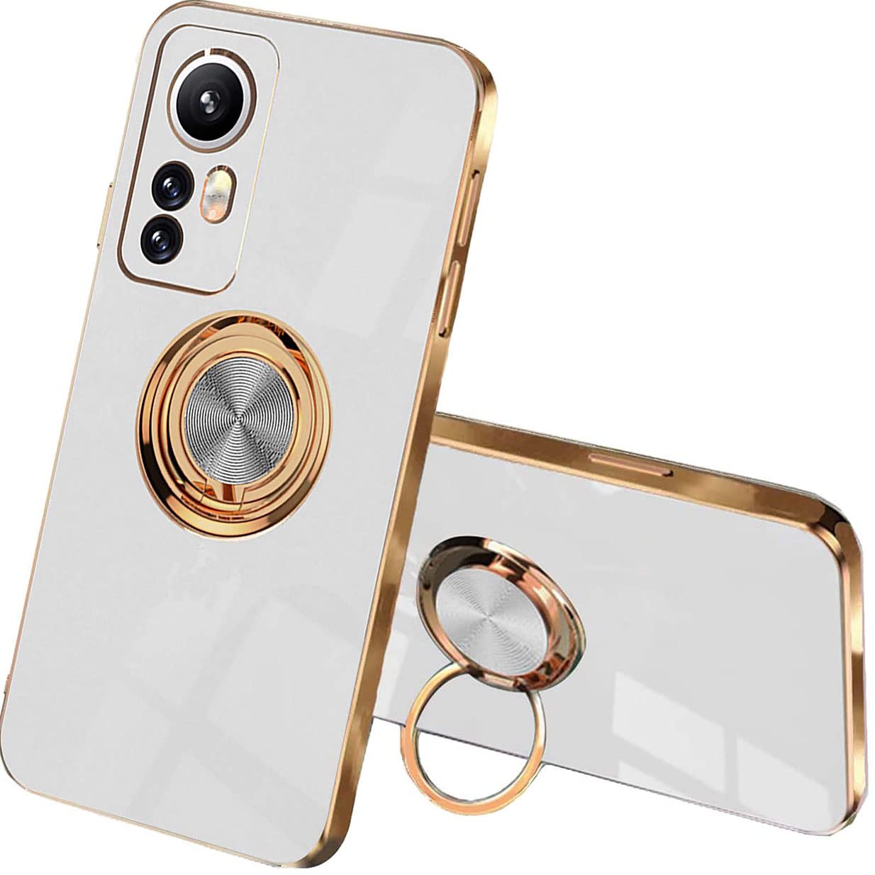 Schutzhülle Für Xiaomi 12T/12T Pro 5G – Spiegelnd, Kratzfest, Ultra-dünn Aus TPU, In Weiß Mit Galvanisierter Verzierung